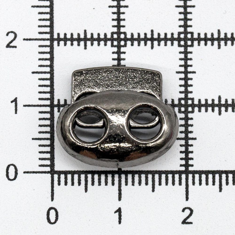 Фиксатор (зажим) для шнура металл плоский 2 отв. 17х15.5 мм, ⌀4,5 мм, 4 шт, металл, Hobby&Pro, чер.никель