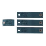 Кожаные бирки с тиснением на кнопке Hand Made 17х70 мм, 4 шт, синий