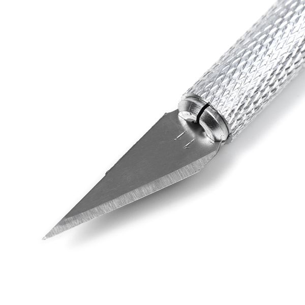 Нож макетный цанговый, алюминий с лезвием цв. серебро