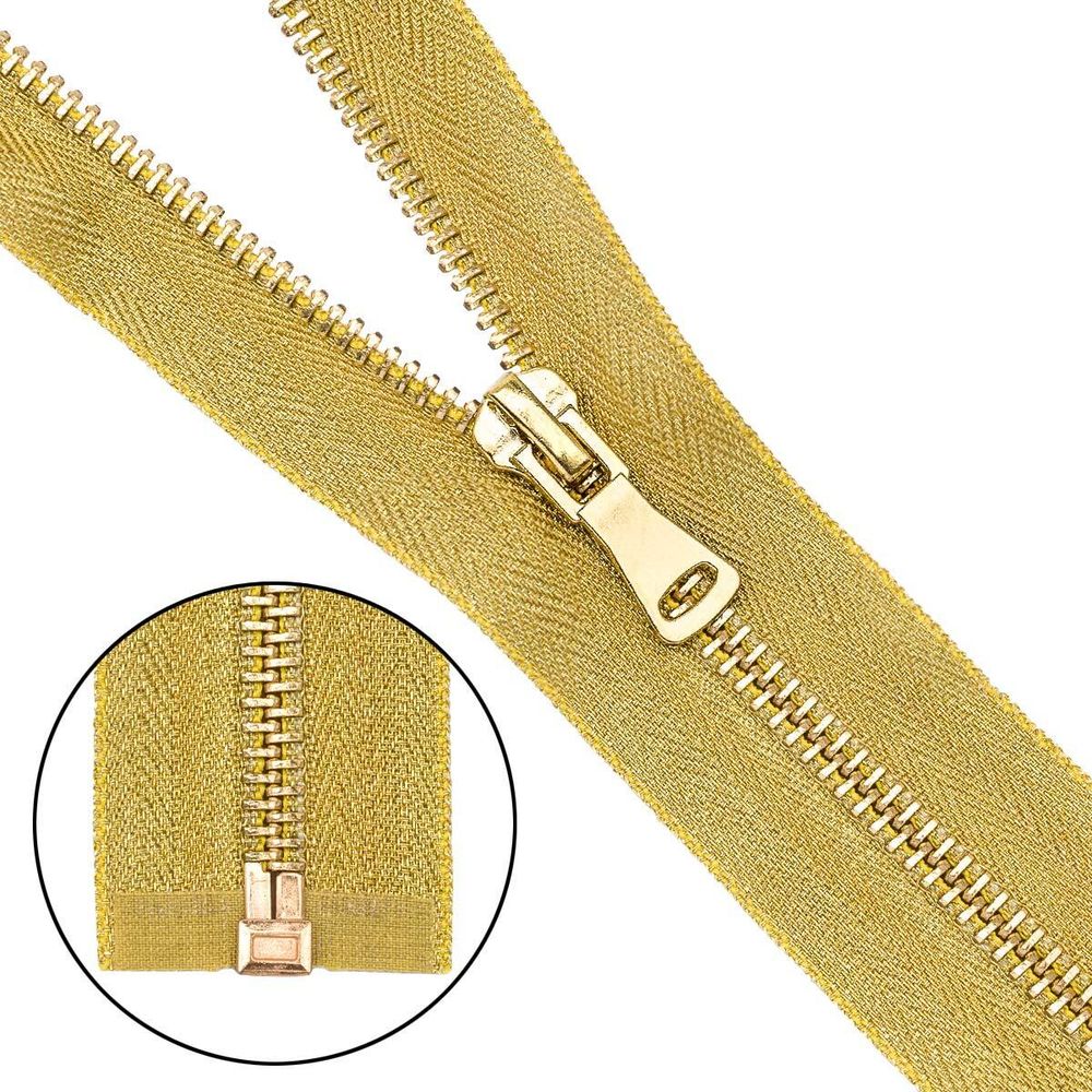 Молния металл Т5 (5 мм) 1 зам., разъем., 70 см, золото, 5 шт