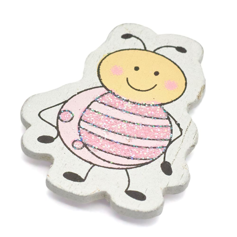 Декоративный стикер Пчелка 40 мм, розовый, 10 шт