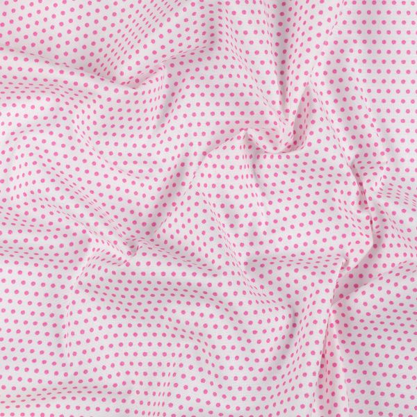 Ткань для пэчворка Peppy Бабушкин сундучок, рулон 112 см / 5 метров, БС-05 кр.горох белый/яр.розовый, Peppy