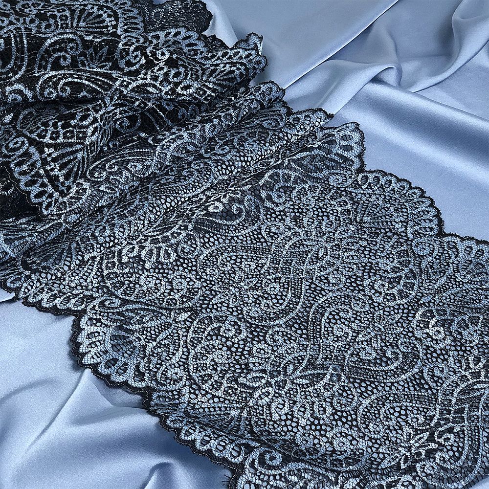 Кружево бельевое эластичное 240 мм / 25 м, TY.40992, цв.голубой, Kruzhevo