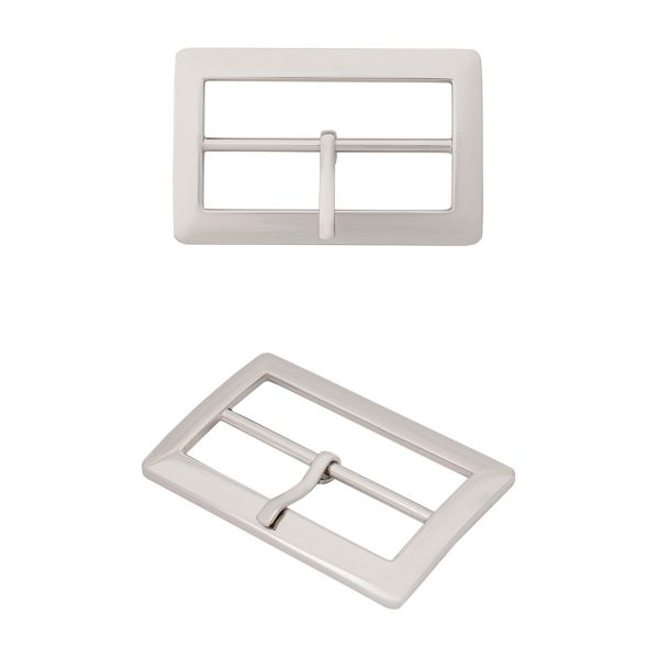 Пряжка ременная металл 40 мм, прямоугольная, серебро (никель), 1 шт, (MB-155)