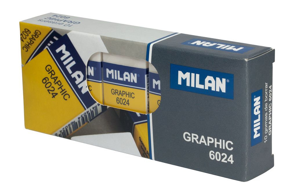 Ластик Graphic 6024 с карт. держателем 5х2.3х0.9 см, 24 шт, CPM6024, Milan