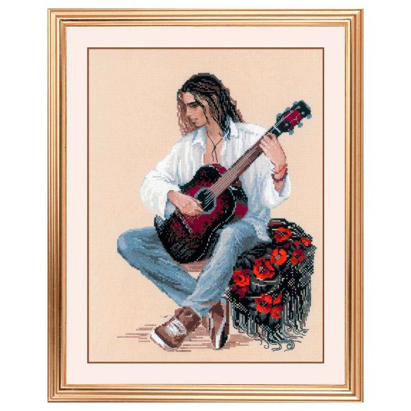 Набор для вышивания нитками Риолис, Гитарист 30х40см