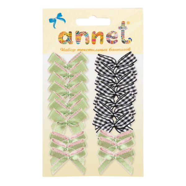 Набор текстильных бантиков, 100 шт, 406 зеленый, Annet BDR