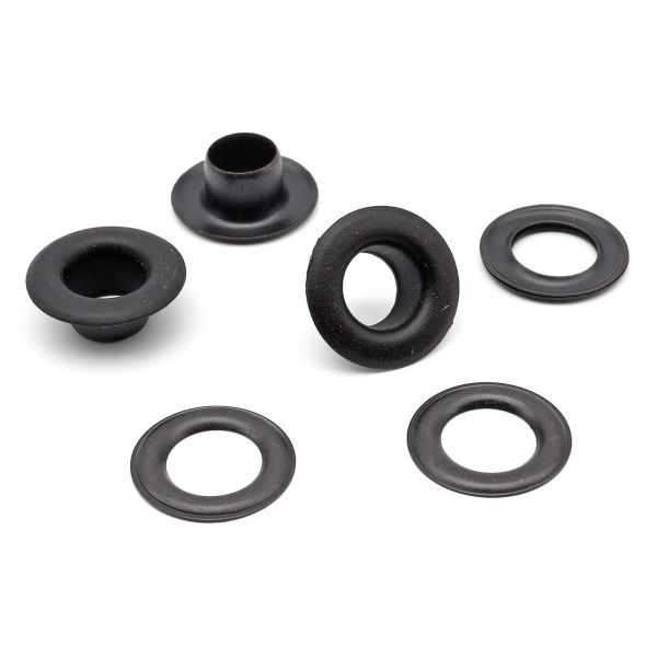 Люверсы металл ⌀_7.3 мм (внутр.), h5.41 мм (внутр.), сталь, черная резина (уп.≈100 шт) New Star