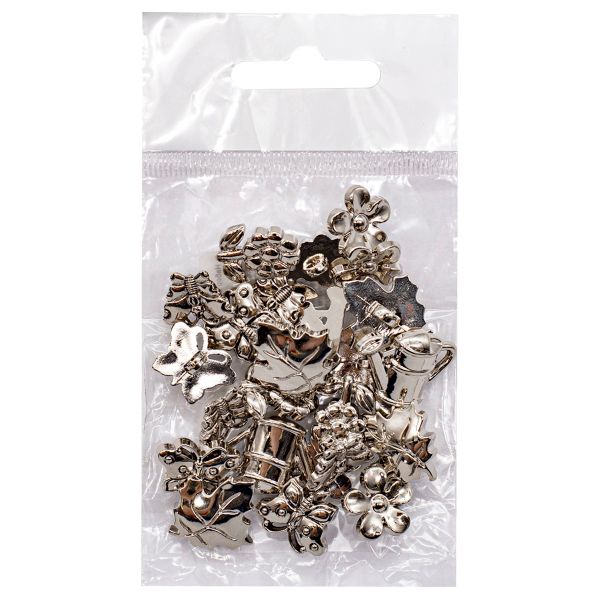 Украшения декоративные пуговицы Сад, AS/серебро, 24 шт