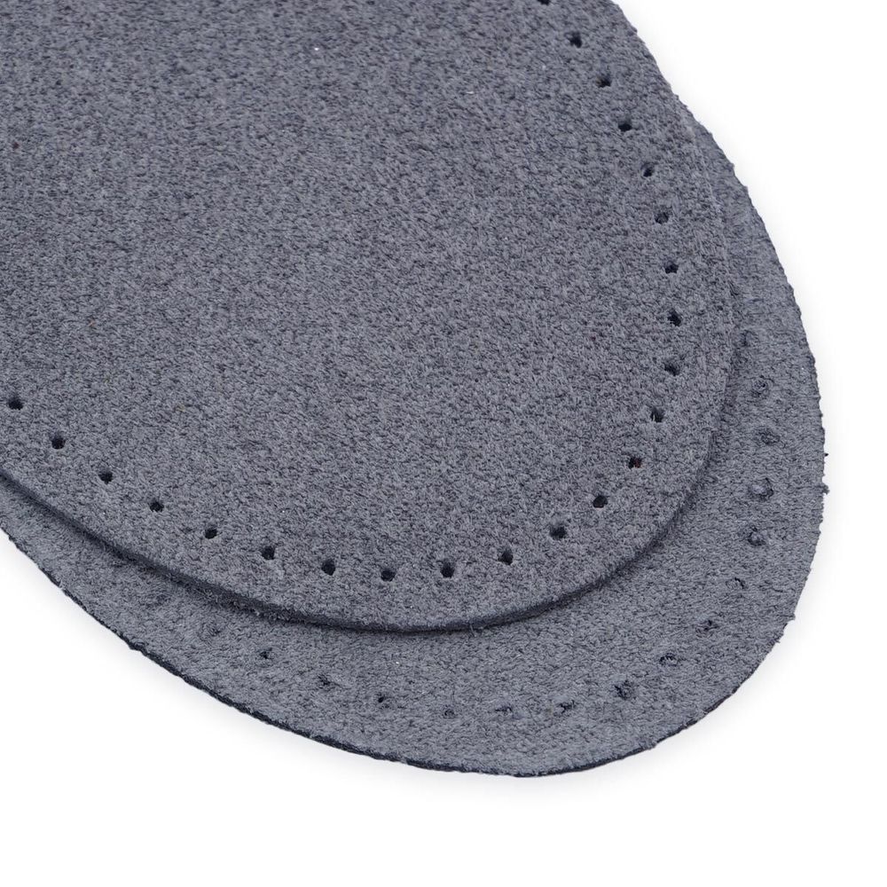 Заплатки пришивные из замши, овал 6х8,2см с перфорацией, 2 шт, 100% кожа, 26 серый, 59114