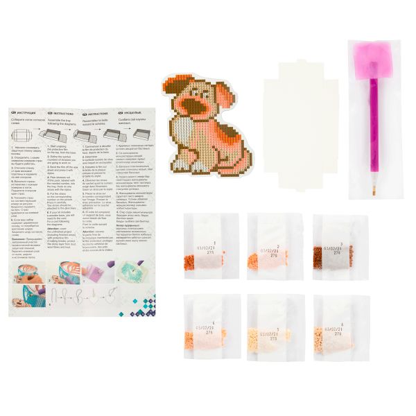 Алмазная (кристальная) мозаика Фрея, магнит Собачка, 8х9,5 см