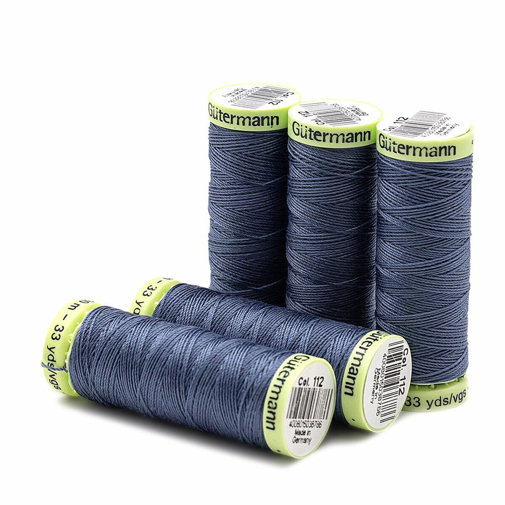 Нитки отделочные Gutermann Top Stitch, 30м, 112 серо-синий джинс, 5 катушек