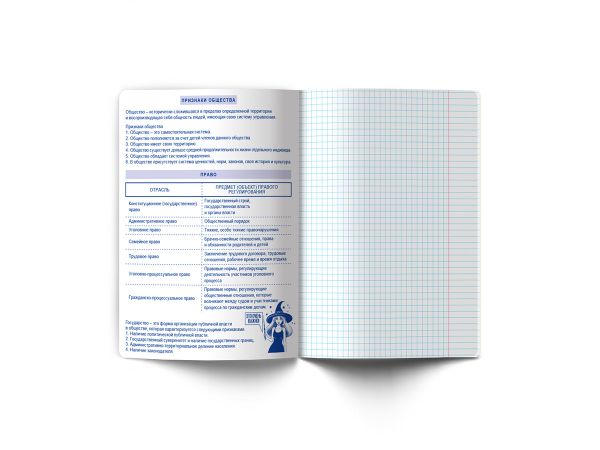 Тетрадь со справочным материалом Ковен тайных знаний, A5+ 48 л. на скобе 65 г/м², белизна 100%, 10 шт, клетка, 00862 Обществознание, Светоч 48Т7