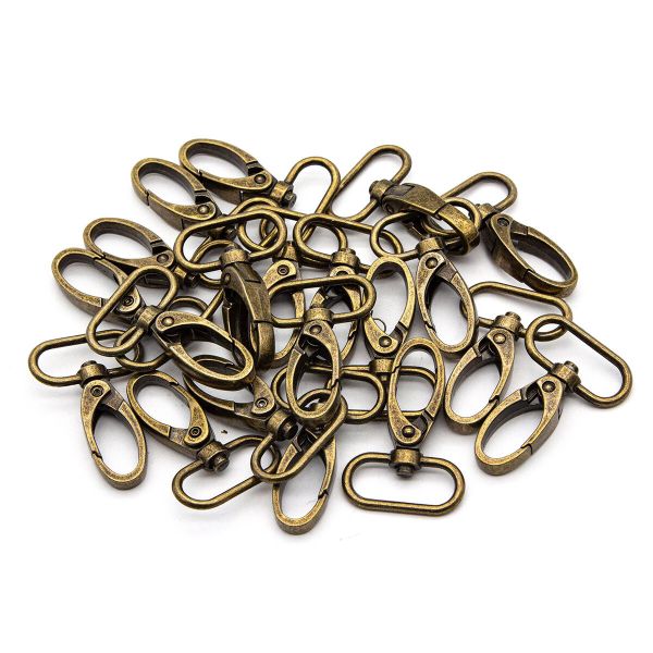 Карабин металл 25.0 мм (48х32 мм), цв.латунь, 20 шт