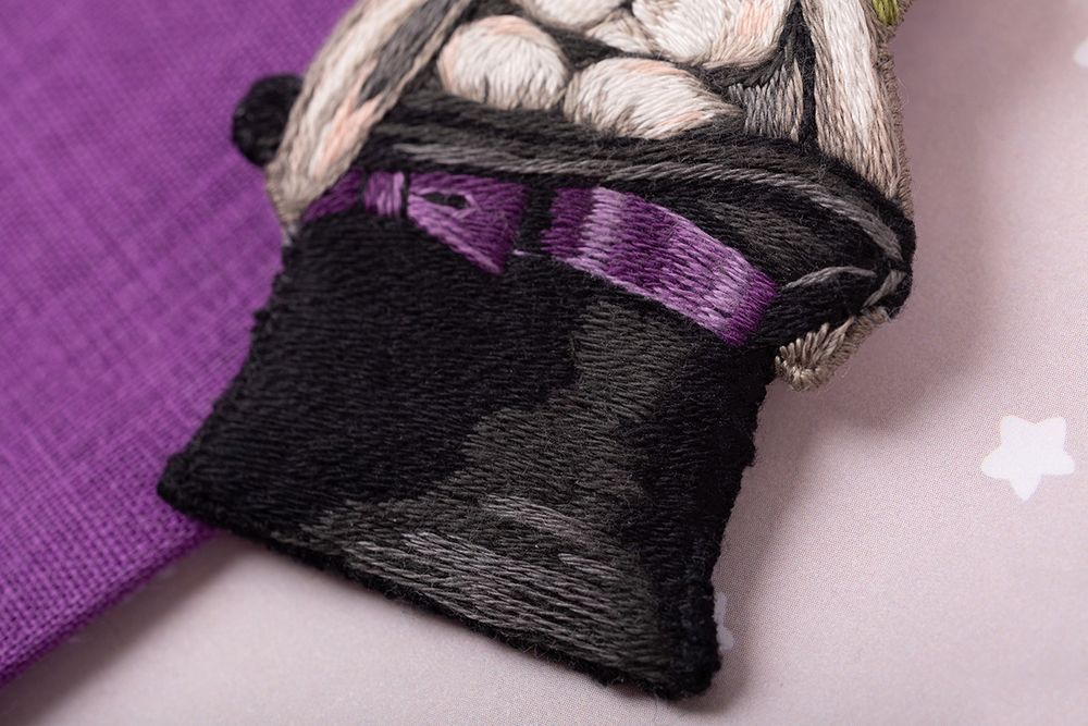 Набор для вышивания нитками Panna, Живая картина. брошь Малыш-фокусник, 6х5 см