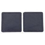 Заплатки пришивные из кожи, квадрат 6см с перфорацией, 2 шт, 100% кожа, 05 темно-синий, 9112