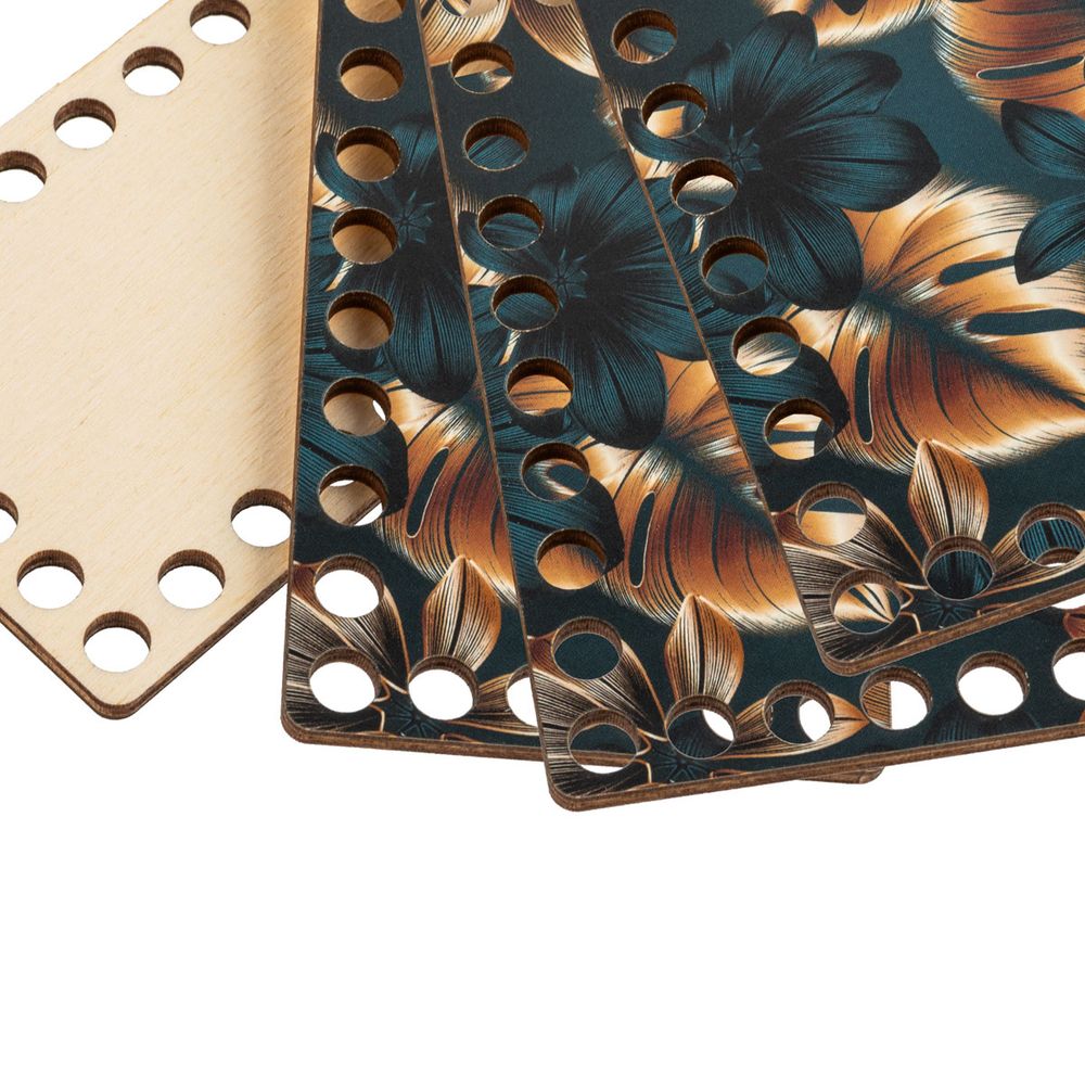 Набор донышек для вязания Глянцевый фанера 12х7х0.4 см, 4 шт, 03 Роскошь, Love2art ДВ-03