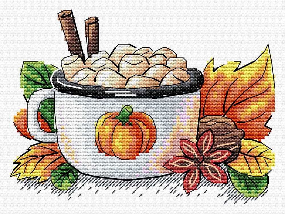 Набор для вышивания нитками МП Студия (Жар-птица), Тыквенный латте 11х15 см