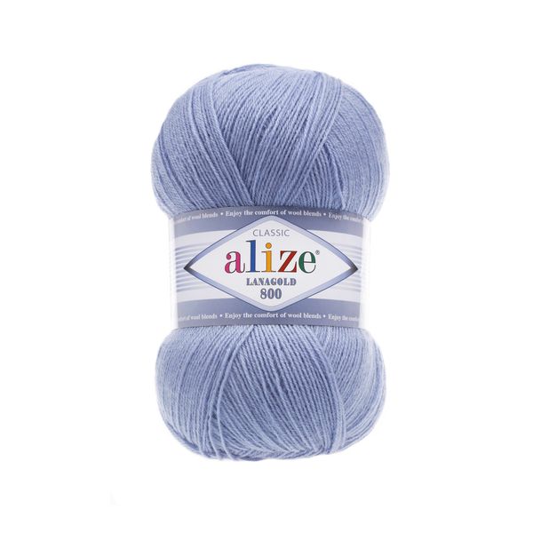 Пряжа Alize (Ализе) Lana Gold 800 / уп.5 мот. по 100 г, 800м, 040 голубой