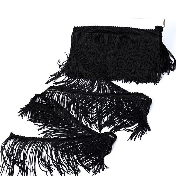Бахрома отделочная широкая 100.0 мм / 4.5 метра, цв.черный