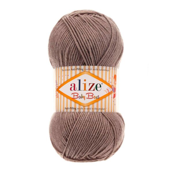 Пряжа Alize (Ализе) Baby Best / уп.5 мот. по 100 г, 240 м, с эффектом антипиллинг, 534 светло-коричневый