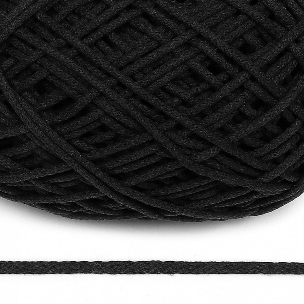 Шнур для макраме круглый х/б 06мм 60184/200 черный уп.200м