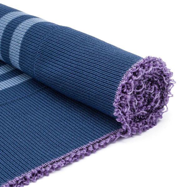 Подвяз средней плотности с полосками (100% полиэстер), 1*1, высота 14см (7см*2), длина 70-73см (8102/8189 синий с джинс. полосками)