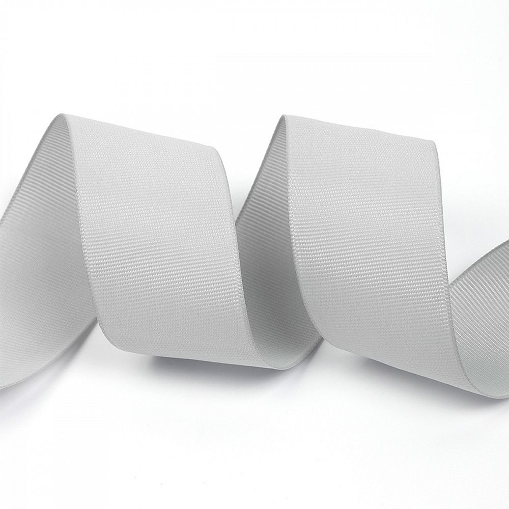 Лента репсовая (в рубчик) 38.0 мм, 007 св.серый, уп. 27,4м