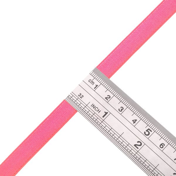 Резинка бельевая (бретелечная) люминесцентная блестящая 10.0 мм / 50 метров, фуксия