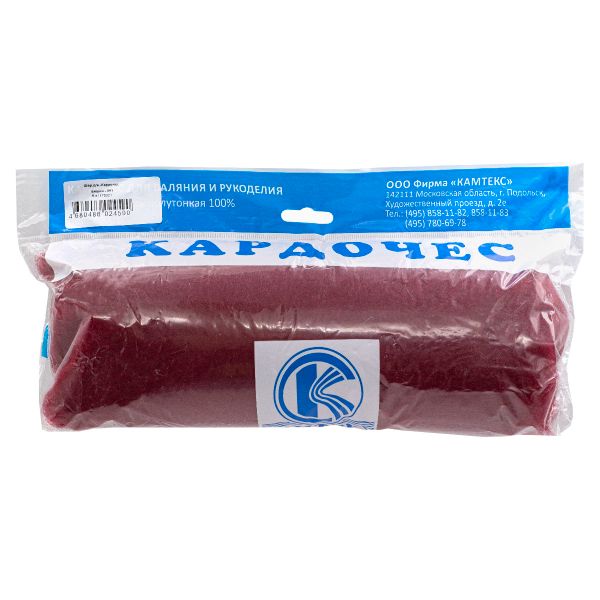 Шерсть для валяния Кардочес 100% п/тонк.шерсть, 100 гр. Камтекс (091 вишня)