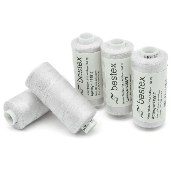 Нитки швейные бытовые Bestex 40/2, 365 м (400 ярд) / 10 кат., 276 бело-лиловый