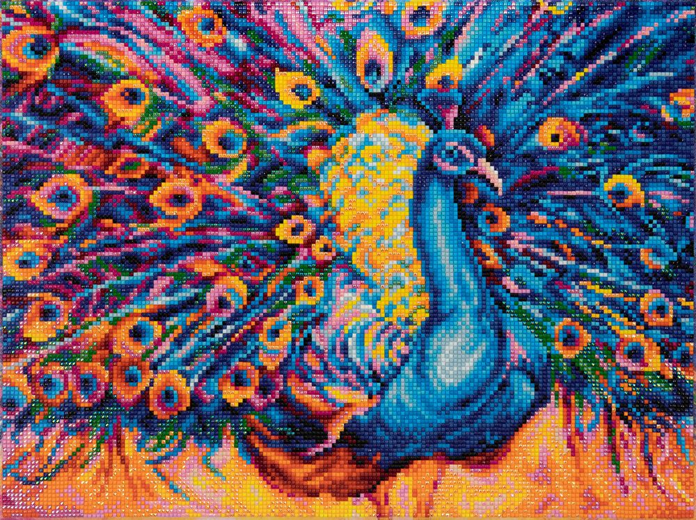 Алмазная (кристальная) мозаика Фрея ALPD-140, на подрамнике Яркий павлин, 40х30 см