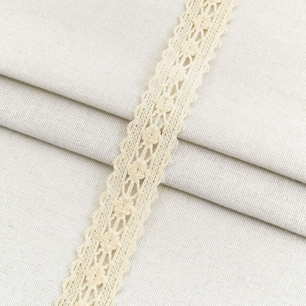 Тесьма отделочная 28 мм / 18.2 метра, А7463 хлопок, вязаная, бежевый, 21229