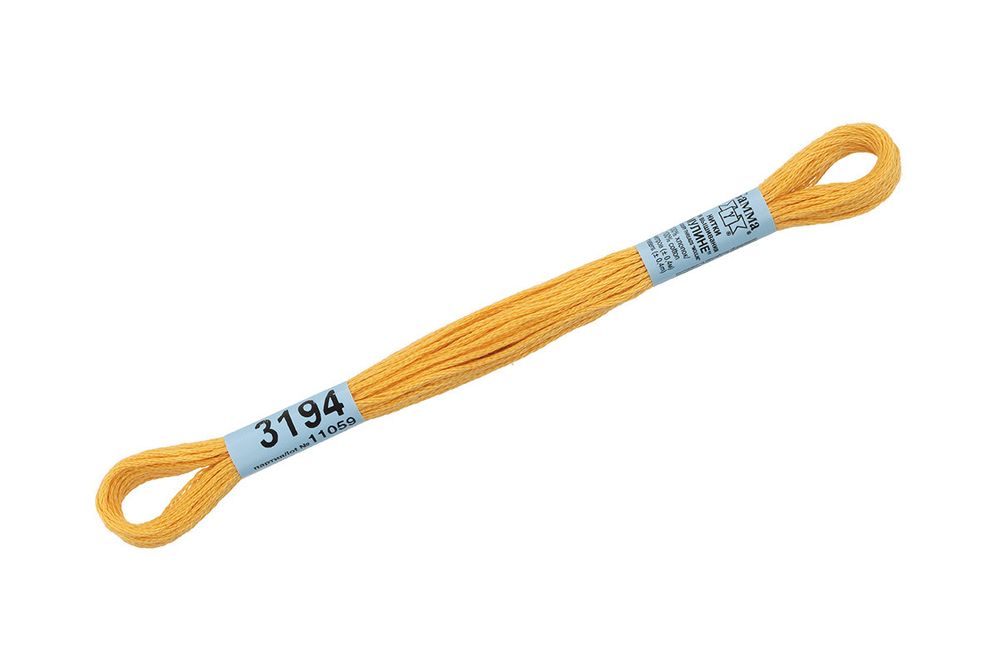 Мулине Gamma 100% хлопок, цв.3194 желтый, 24 мотка по 8 метров