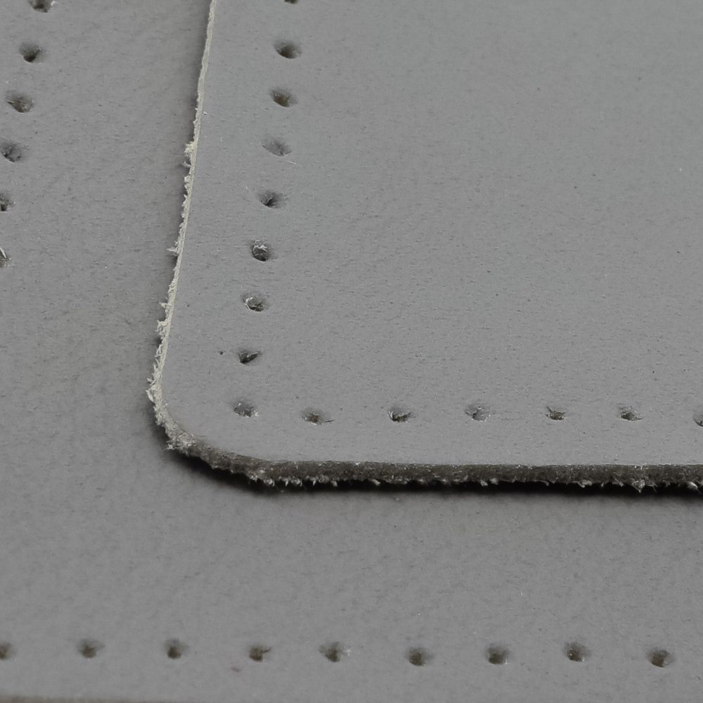 Заплатки пришивные из кожи, ромб 8х11,2см с перфорацией, 2 шт, 100% кожа, 07 серый, 9125