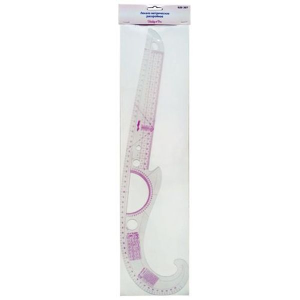 Лекало портновское метрическое рыбка пройма 54х34х18см, прозрачный, Hobby&Pro, 6921-8034