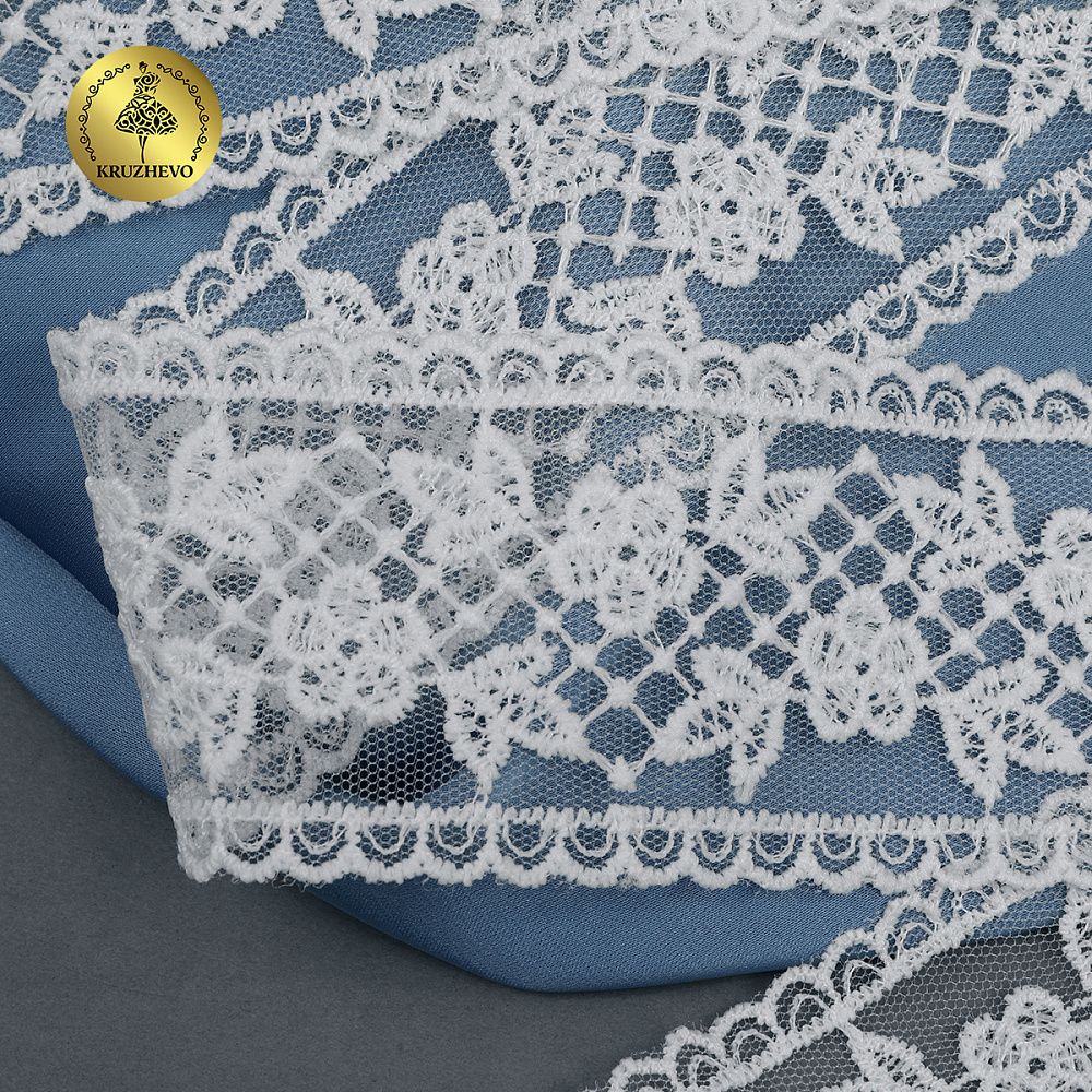 Кружево на сетке арт.40482 55мм цв.01 белый уп.12.9м, Kruzhevo