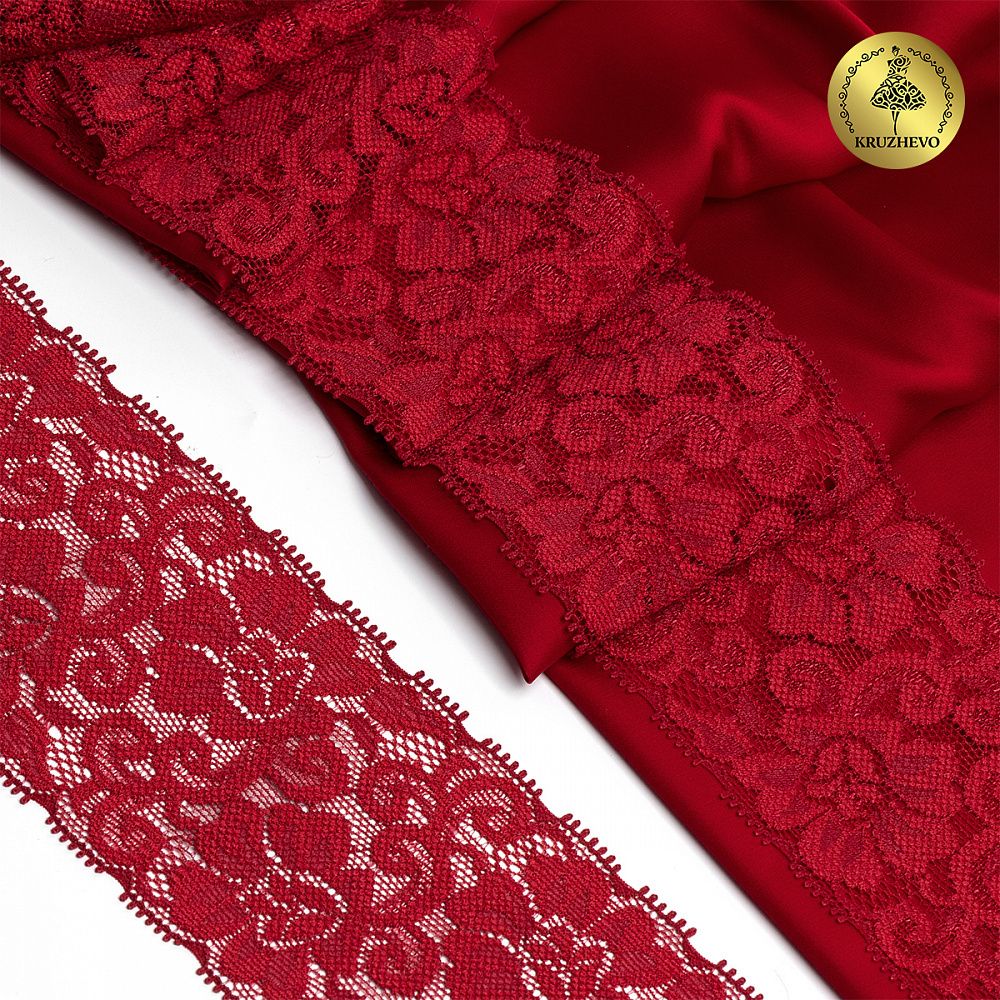 Кружево эластичное (стрейч) 65 мм / 3 метра, TBY.L840, цв.101/S059 темно-красный, Kruzhevo