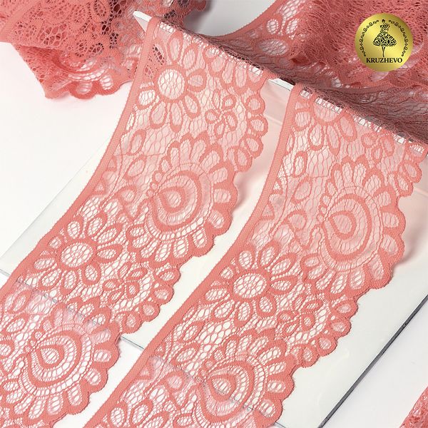 Кружево эластичное (стрейч) 90 мм, YSTL00839/N, цв.F154 розовый персик уп.25м, Kruzhevo