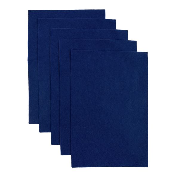 Фетр листовой 1 мм, 20х30 см, 5 шт, 034 синий, Blitz FKC10-20/30