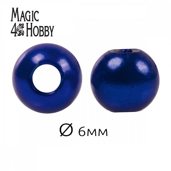 Бусины пластик (перламутр) ⌀6 мм, цв.A33 синий, уп.50г (483шт), Magic4Hobby