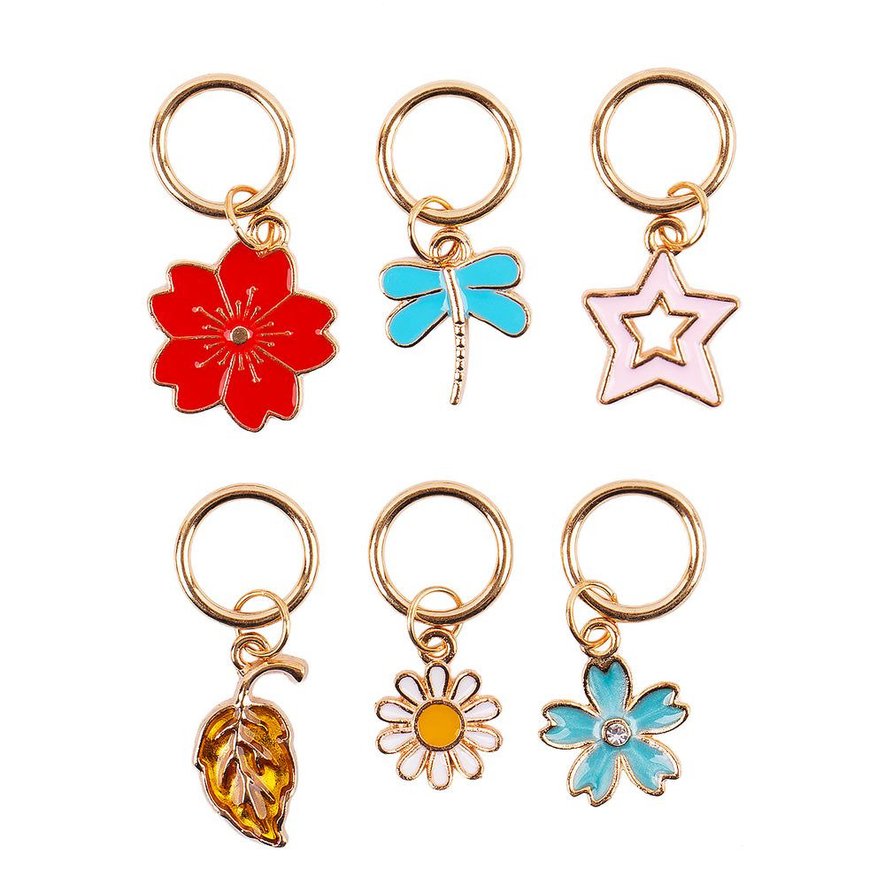 Кольца маркировочные металл, 6 шт, №02 с подвесками лето, Gamma MKK-06