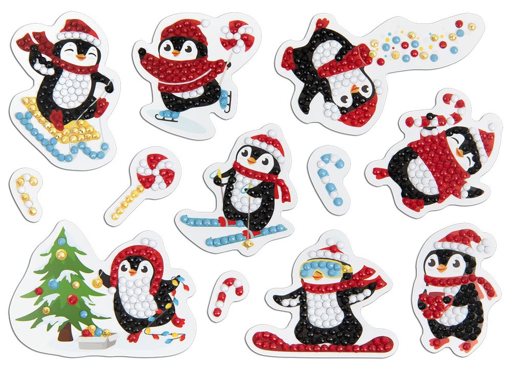 Алмазная (кристальная) мозаика Фрея, наклейки Пингвины, 19.5х14 см