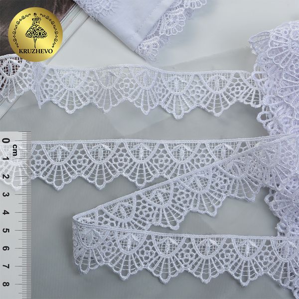 Кружево гипюр (плетёное) 30 мм, цв.1 белый, уп. 9 м, Kruzhevo