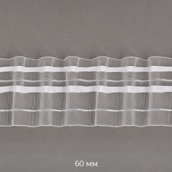 Лента (тесьма) шторная: сборка универсальная (1:2) 60 мм / 50 метров, Caron цв.прозрачный