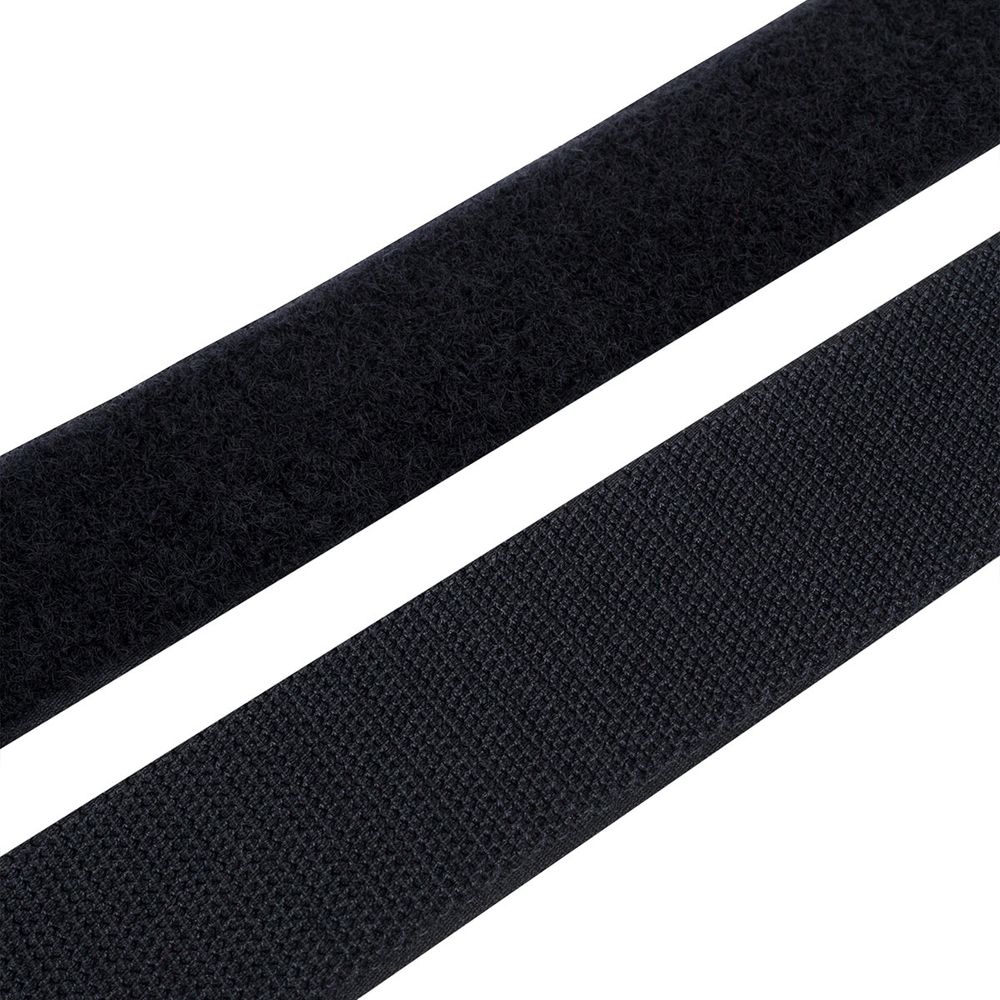 Лента контактная липучка (велкро) пришивная 38 мм, / 25 метров, черный, Hobby&amp;Pro, ПАРА (крючок+петля), качество "A"