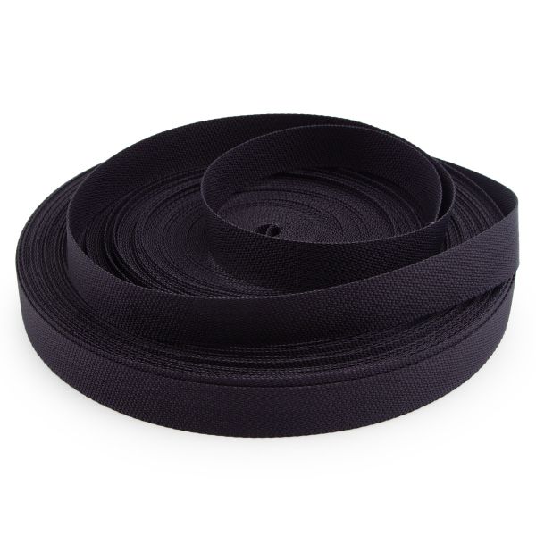 Стропа (ременная лента) 25 мм / 50 метров, толщ. 1.0 мм, [17 г/пог.м], 100% п/э, 005 черный