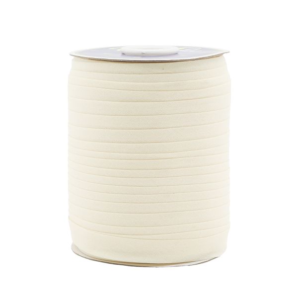 Косая бейка хлопковая 15 мм / 132±1 метра, ≈2.48 г/м², 004 молочный