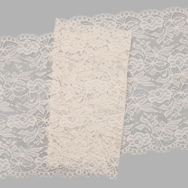 Кружево бельевое эластичное 300 мм / 13.72 м, цв. C571 молочный