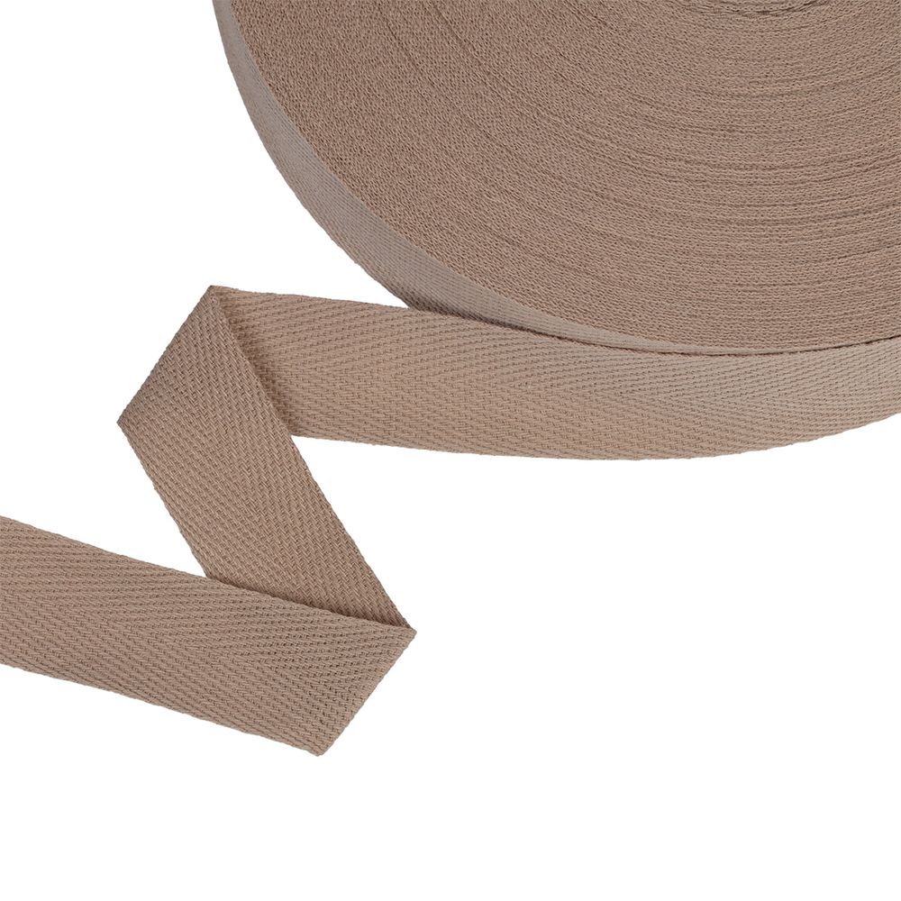 Тесьма (лента) киперная (100% х/б) 25 мм / 50 метров, льняной/linen, Gamma TCT-25
